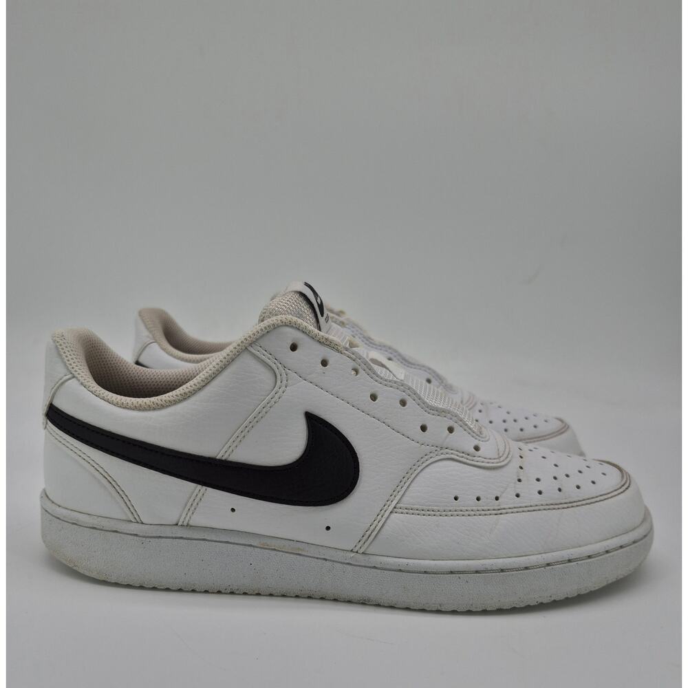 Nike Court Vision Low White Black Leather Sneakers Men’s Size 9.5